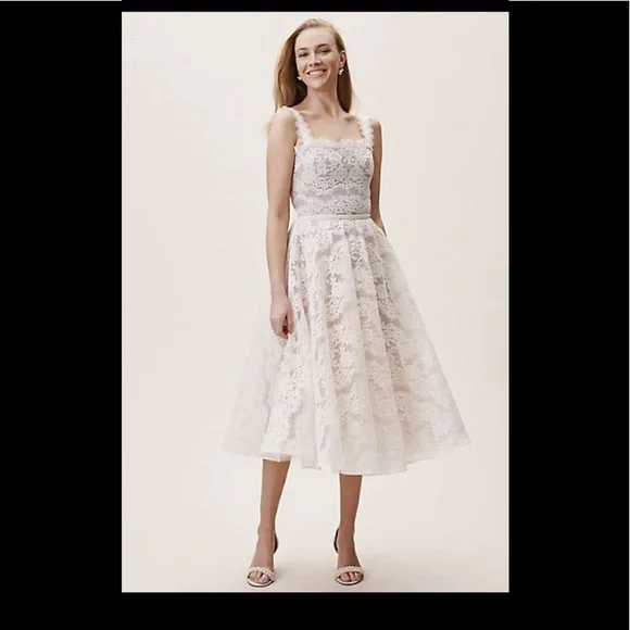 Anthropologie White Lace Midi Dress - Picture 1 of 16